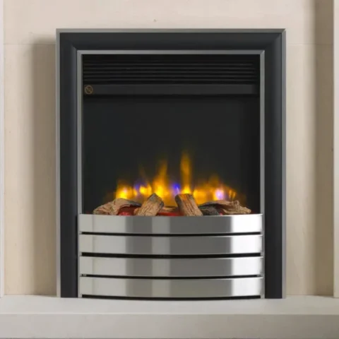 Charlton & Jenrick Inset 16" Electric Fire 4D Ecoflame with Satin/Black Elite Fascia